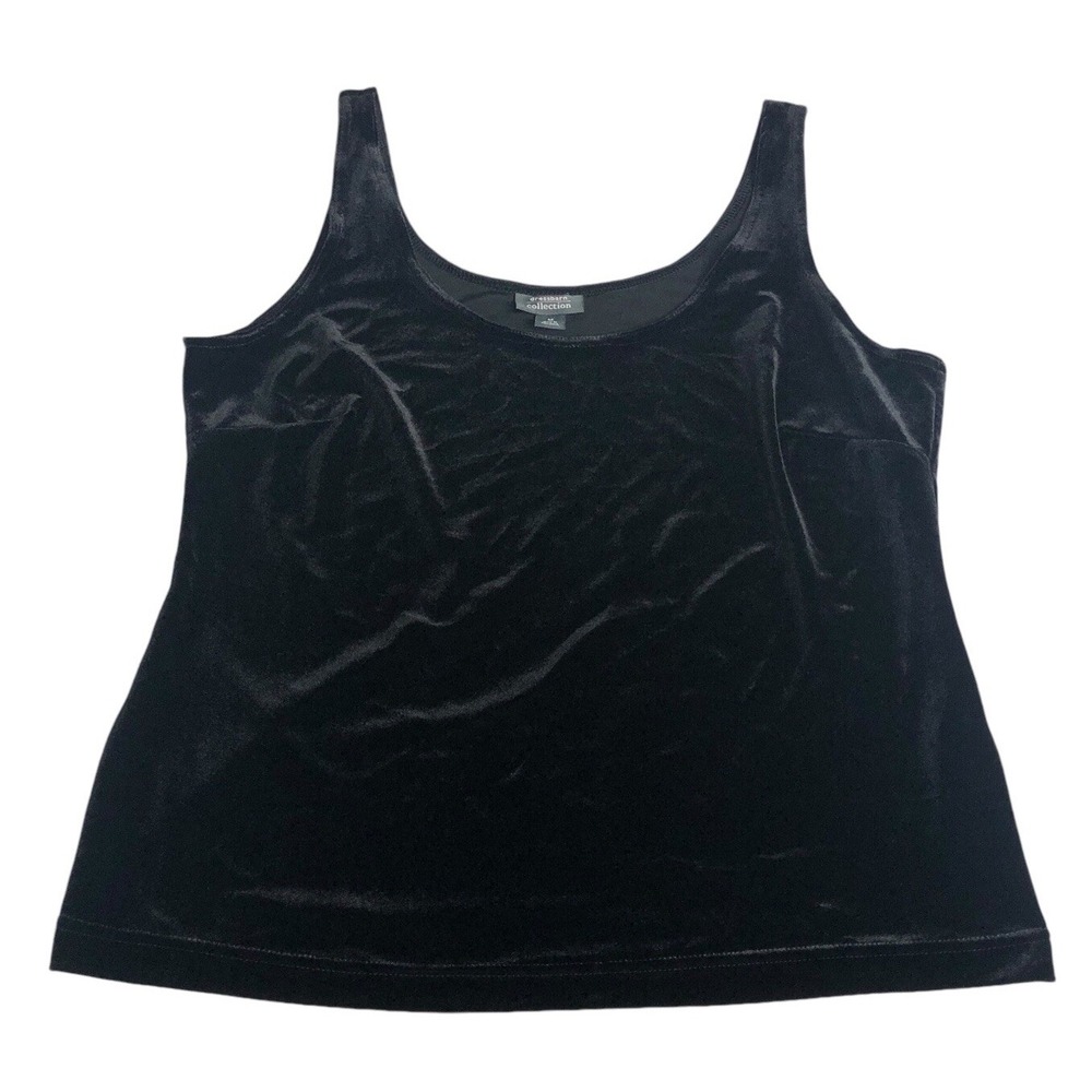 Vintage Y2K 90s Dressbarn Velvet Tank Top Womens Medium Black Whimsigoth Grunge